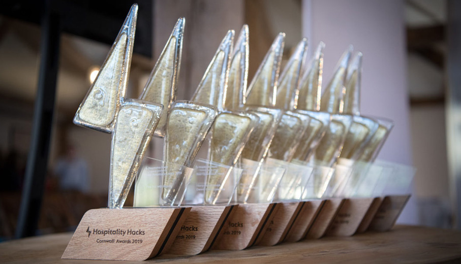 Sustainable awards made in Cornwall from recycled wood and glass